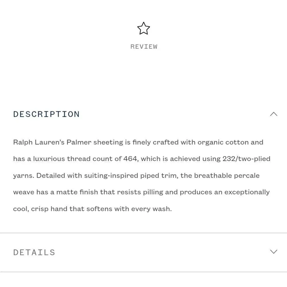 NWT Ralph Lauren Queen Flat Sheet Organic Cotton Palmer Polo Sky Blue